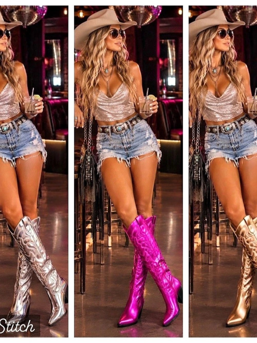Berness Metallic Western Heeled Boots